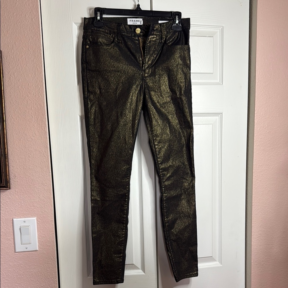Frame Black and Gold Women's Jeans Le high Skinny Size 27
